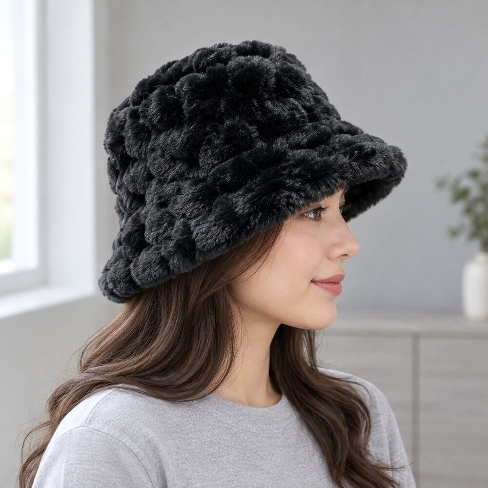 Dior Black Teddy Faux Fur Bucket Hat - Picture 3 of 6